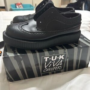 T.U.K Black Brogue Platform Creepers